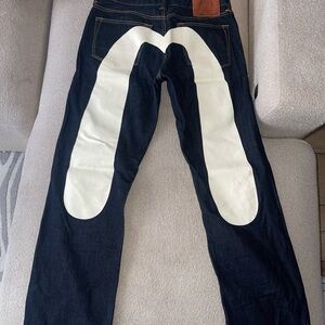 Evisu Dark Denim Jeans with White Logo